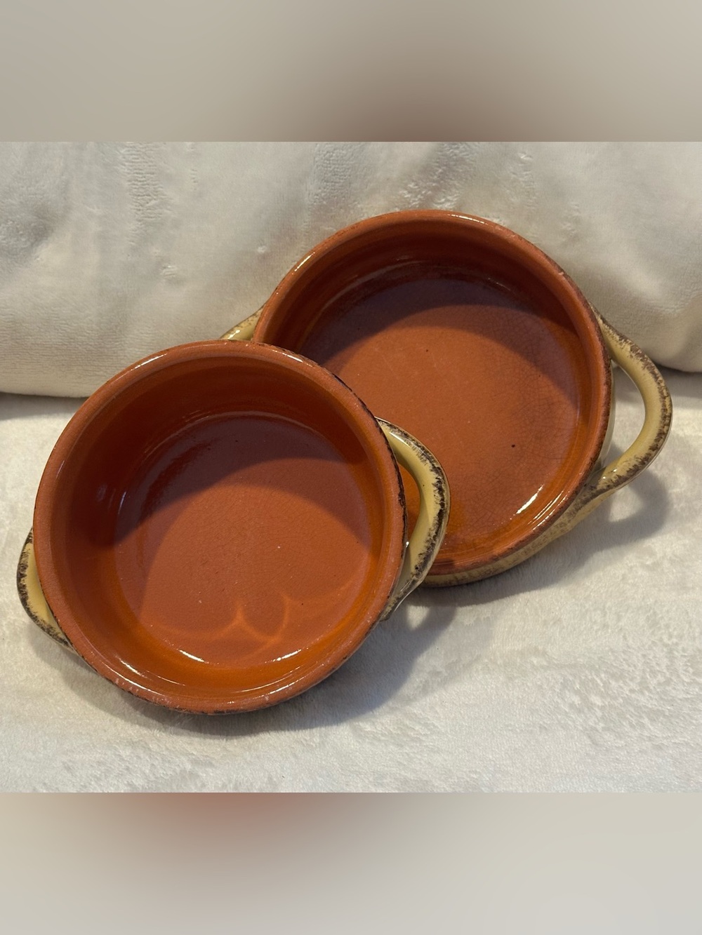 De Silva Italy set of 2 Terracotta Onion Soup Bowls Farmhouse Rustic Yellow Chic